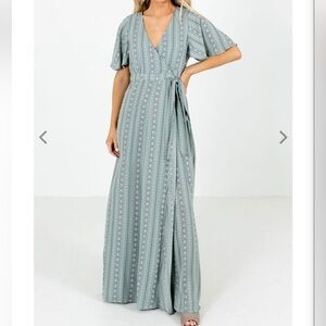 PinkBlush Sage Green Wrap Maxi Dress Size S